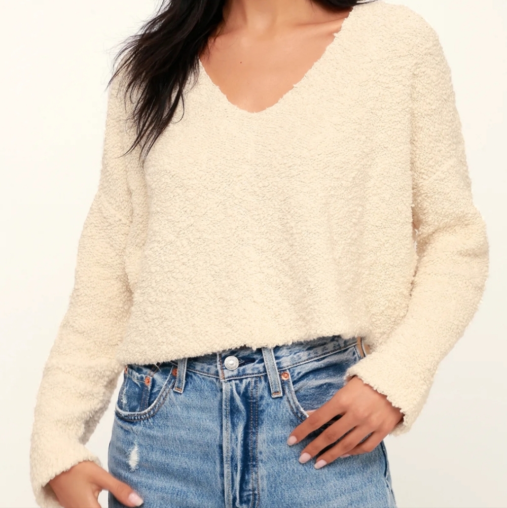 Free People Popcorn Cream Pullover Sweater Top
